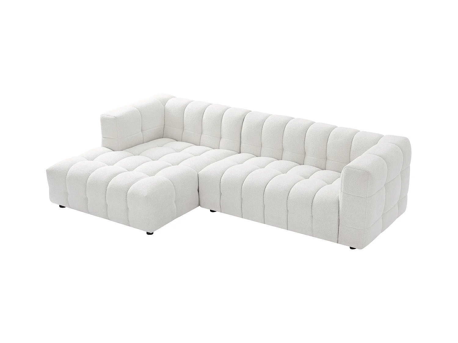 Ecksofa - Ecke links - Bouclé-Stoff - Elfenbeinweiß - LERICI von Pascal Morabito