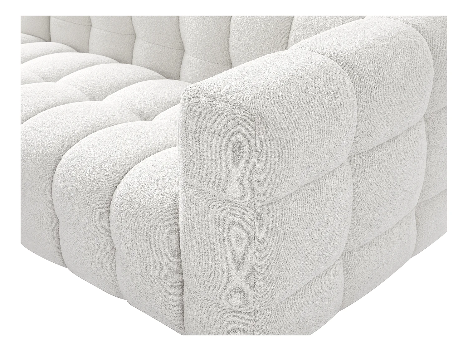 Ecksofa - Ecke links - Bouclé-Stoff - Elfenbeinweiß - LERICI von Pascal Morabito