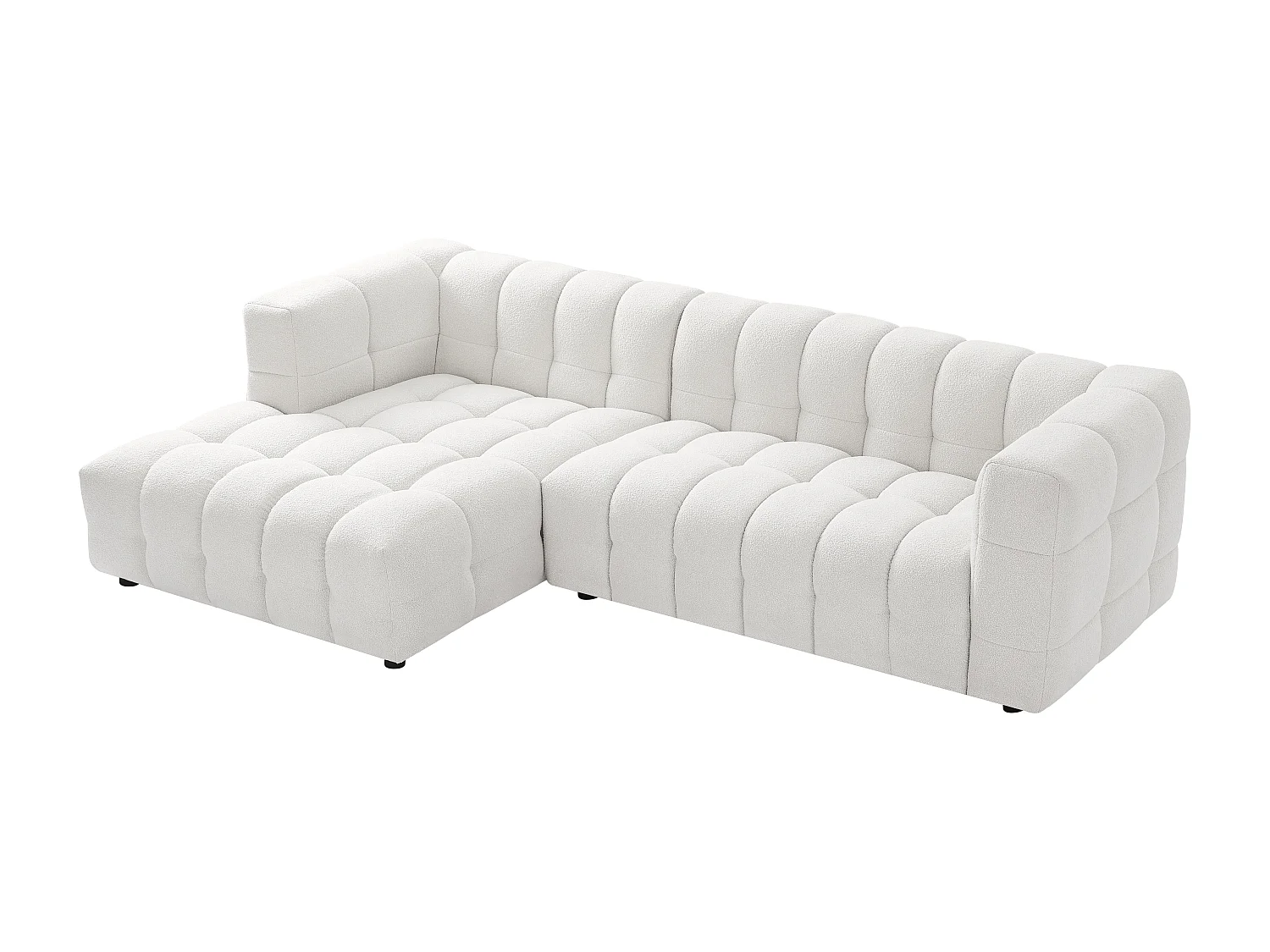 Kanapa narożna lewostronna z bukli w kolorze kości słoniowej - LERICI Pascala Morabito