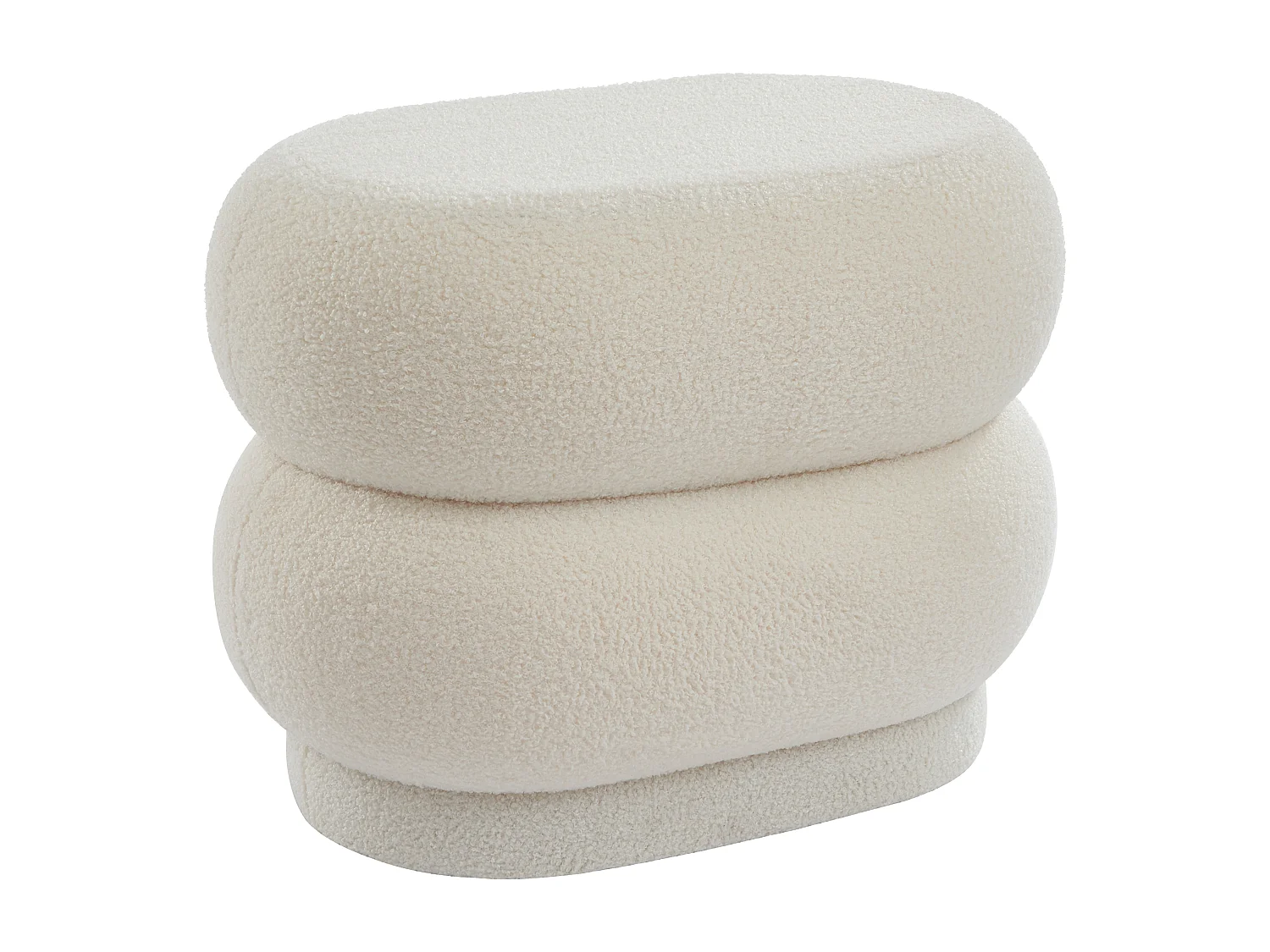 Pouf in Tessuto bouclette Bianco - LECINIO