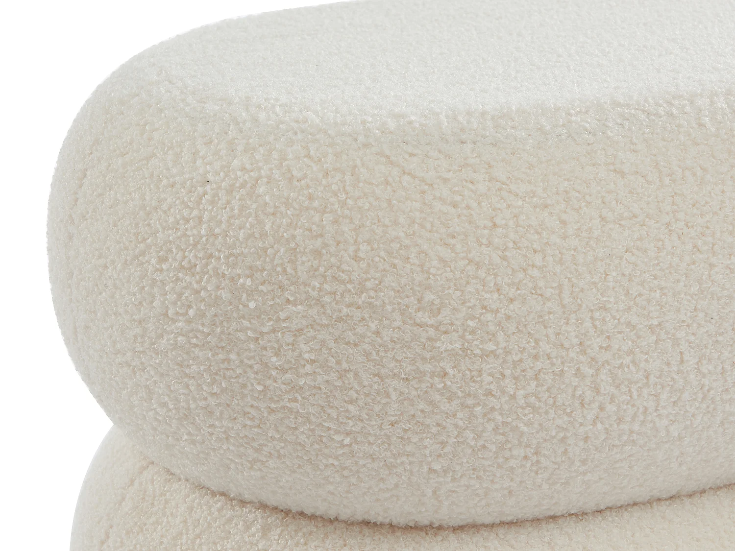Pouf in Tessuto bouclette Bianco - LECINIO