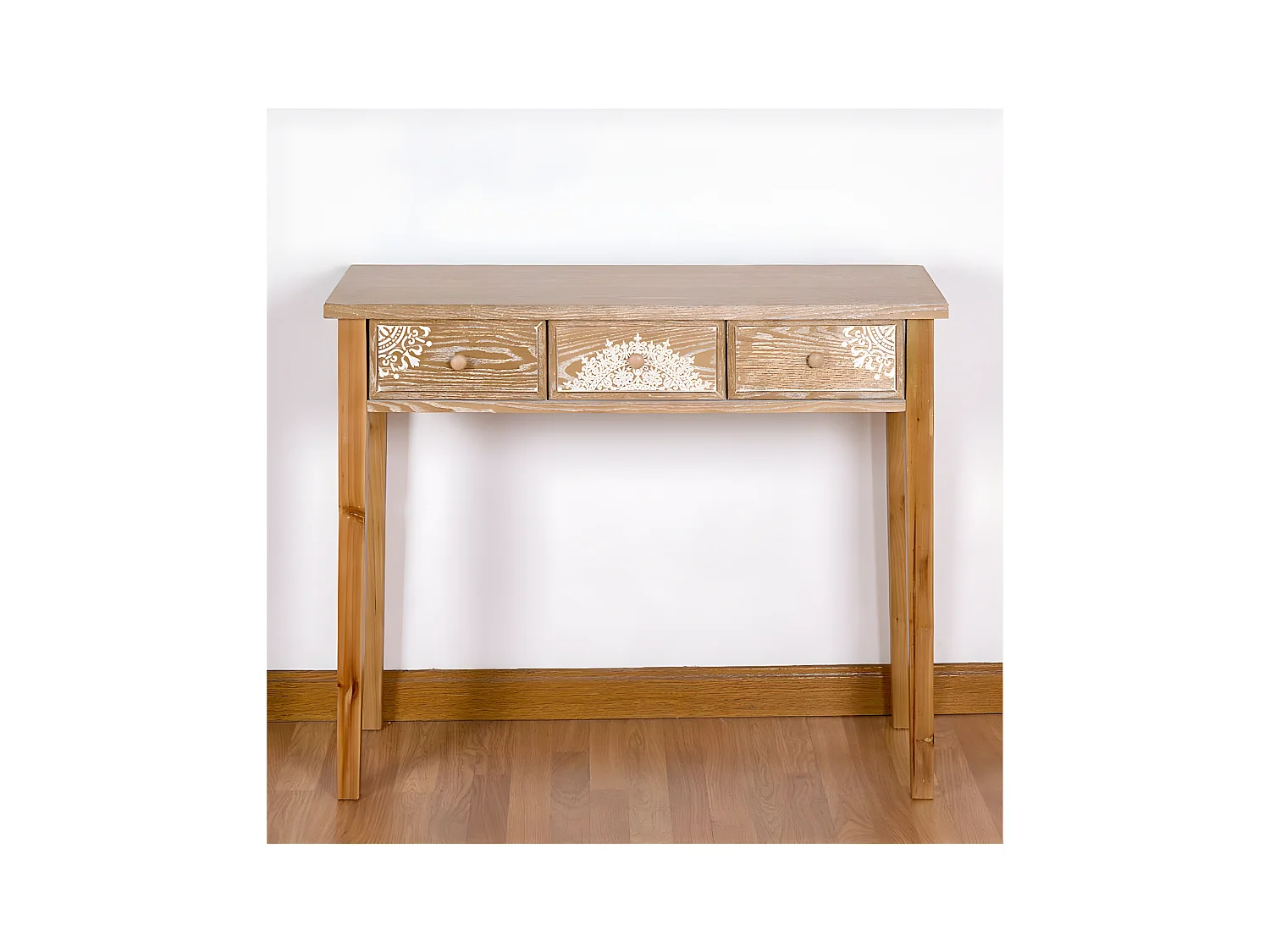 Consola 100cm madera tallada 3 cajones kiko