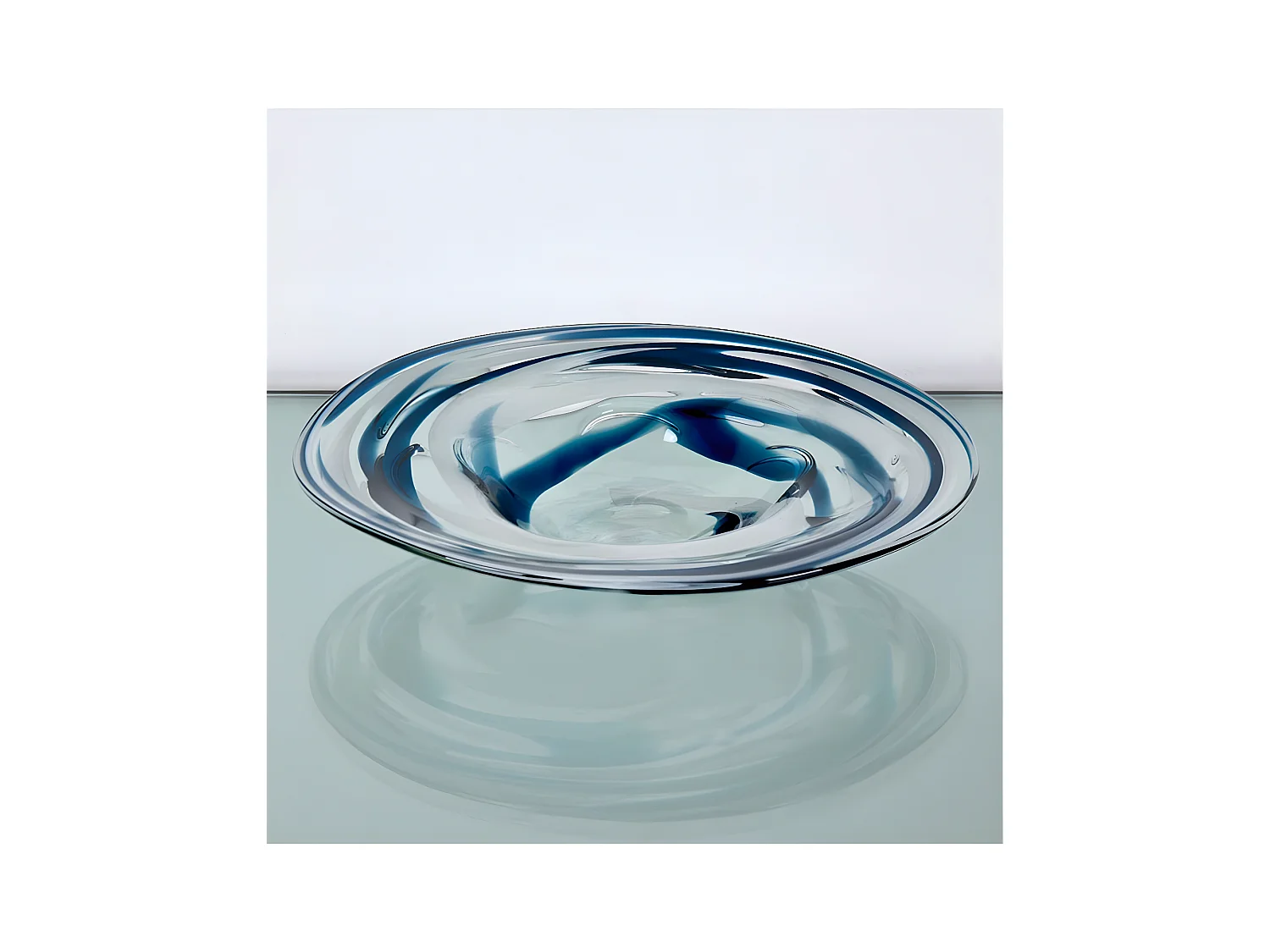 Centro 37cm cristal blanco, azul y marron indigo