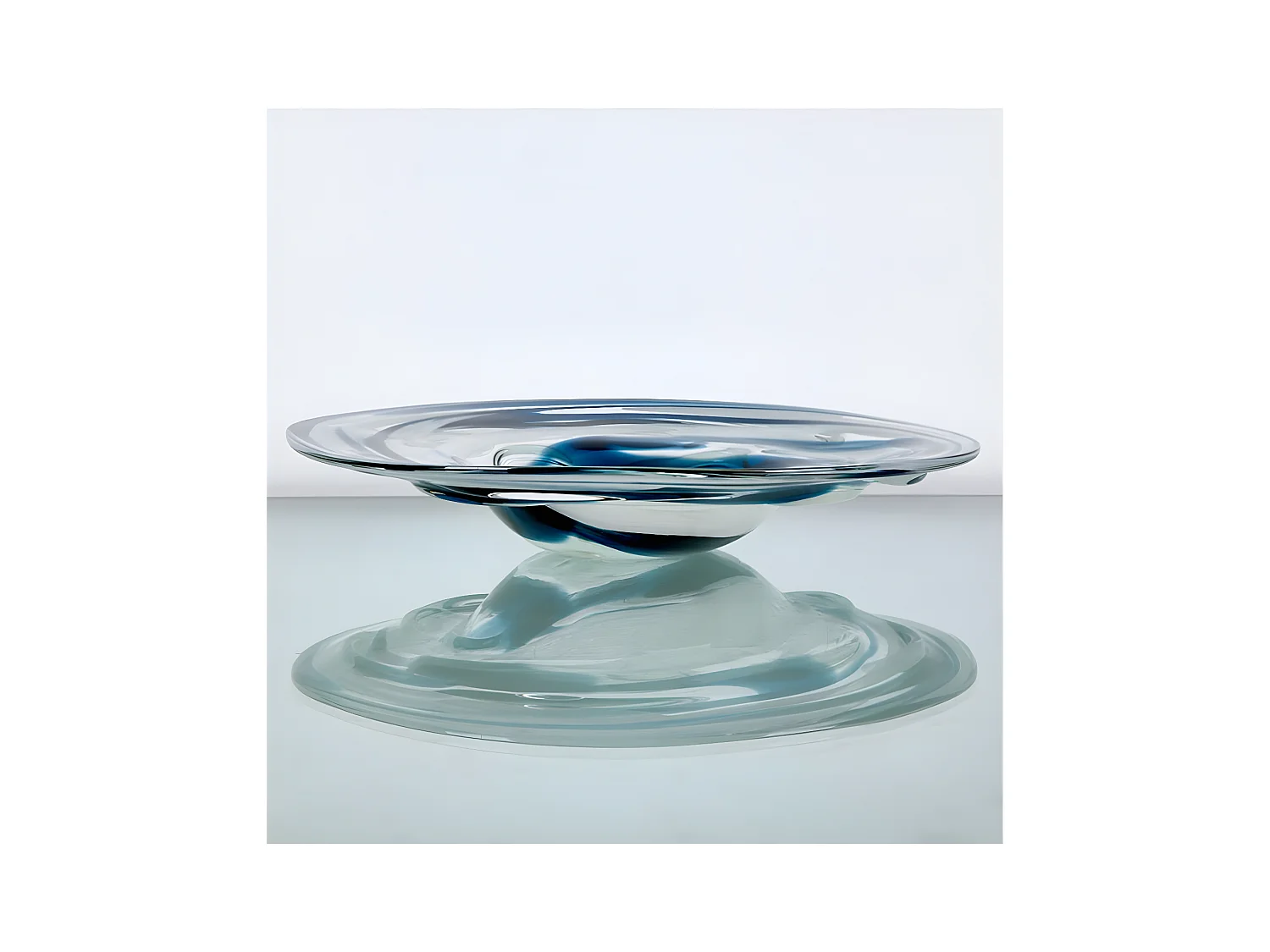 Centro 37cm cristal blanco, azul y marron indigo