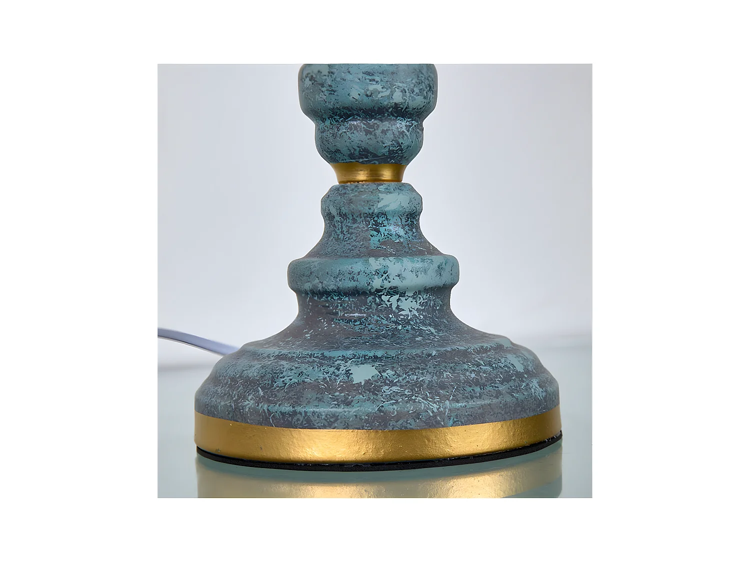 Lámpara de mesa 25*47 metal azul dorada bolas tulipa beige sirmione