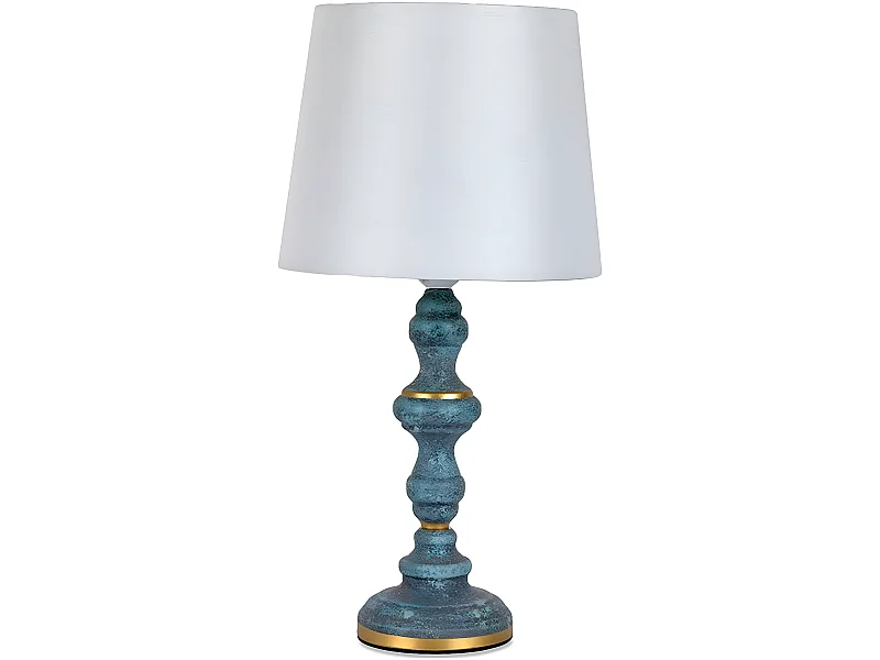 Lámpara de mesa 25*47 metal azul dorada bolas tulipa beige sirmione