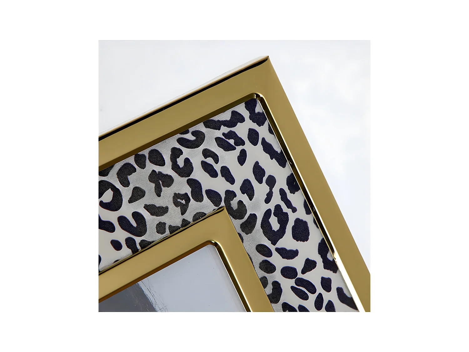 Portafoto 10*15 pu negro y leopardo metal dorado sintra