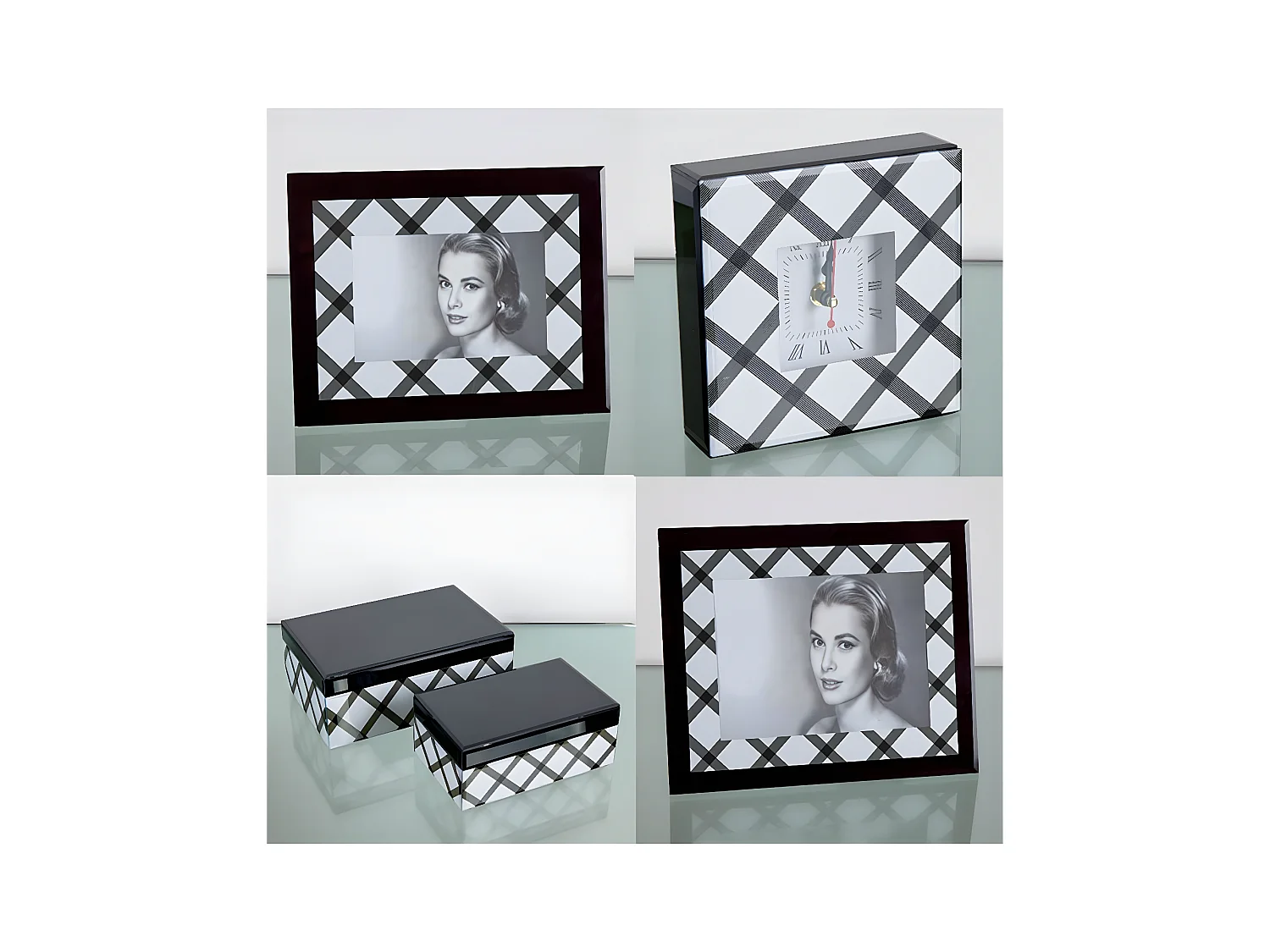 Portafoto 10*15 rombo blanco negro exterior negro gus