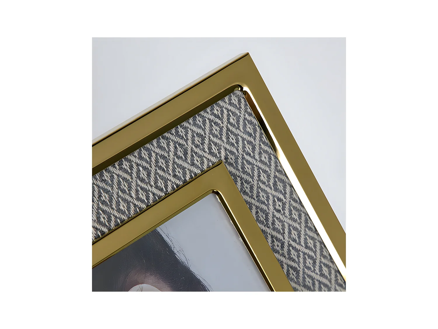 Portafoto 10*15 tela rombos beige metal dorado sintra