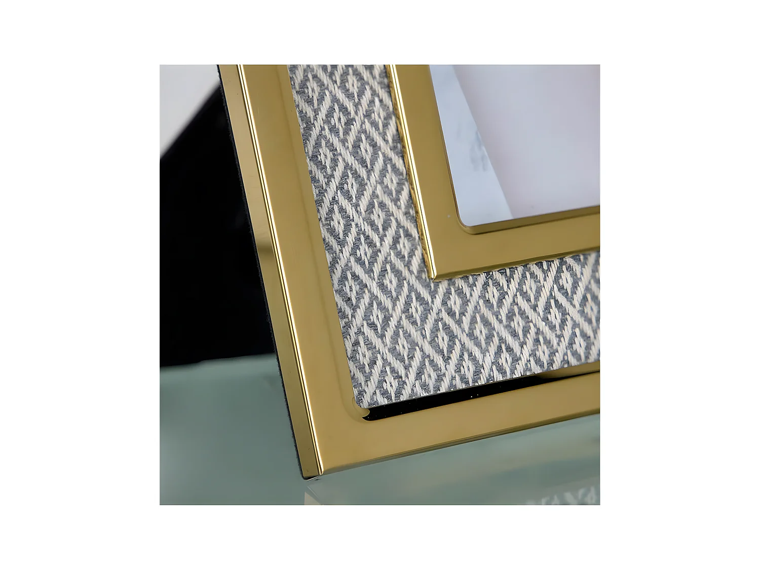 Portafoto 20*25 tela rombos beige metal dorado sintra