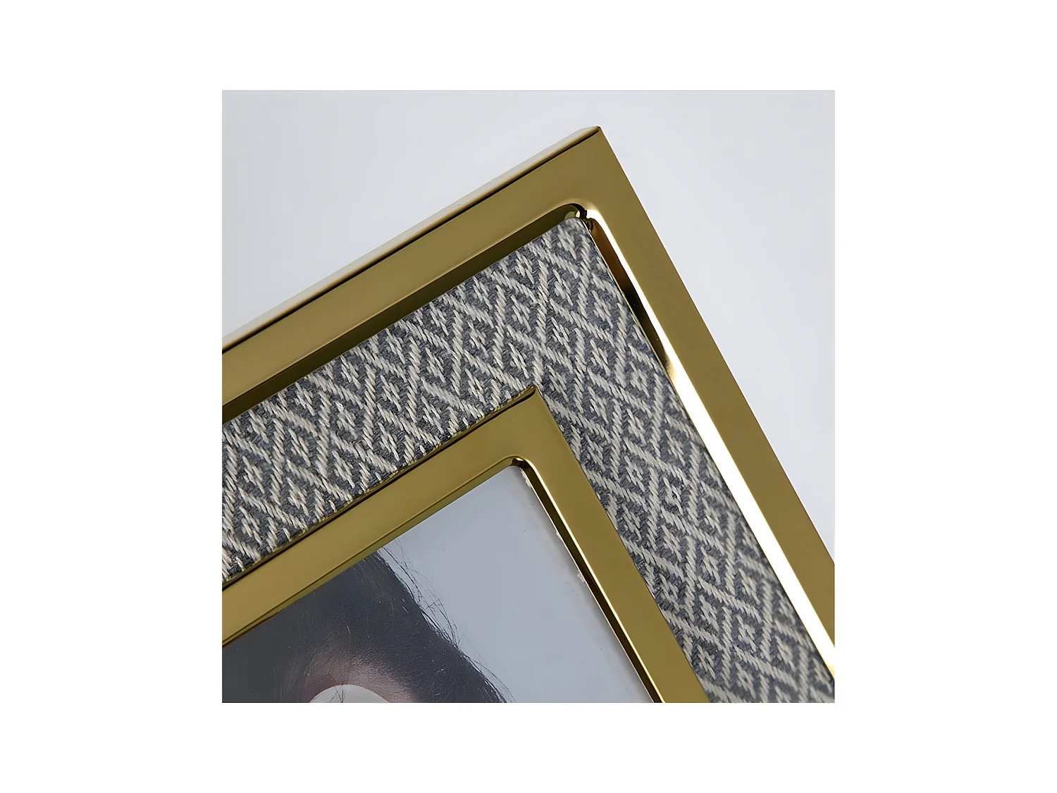 Portafoto 20*25 tela rombos beige metal dorado sintra
