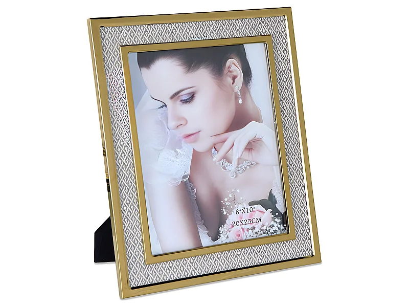Portafoto 20*25 tela rombos beige metal dorado sintra