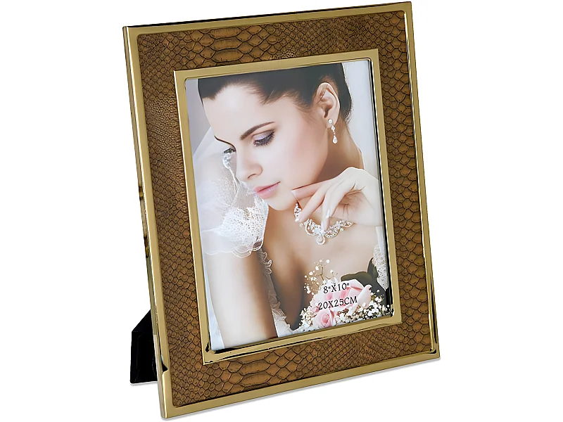 Portafoto 20*25 serpiente pu marron metal dorado sintra