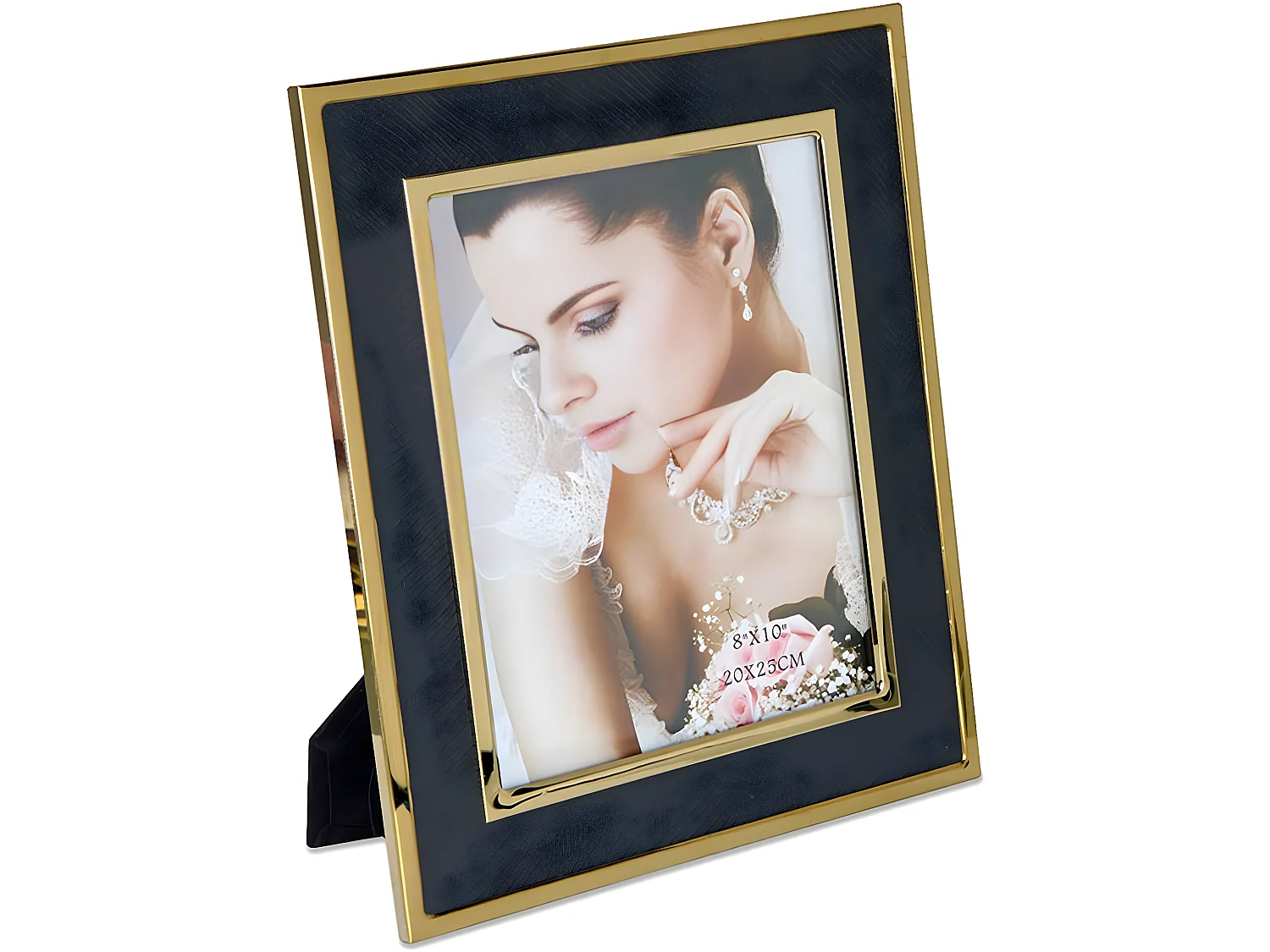 Portafoto 20*25 pu negro serpiente metal dorado sintra