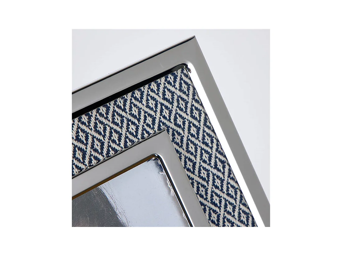 Portafoto 10*15 tela rombos gris y blanco metal plateado sintra