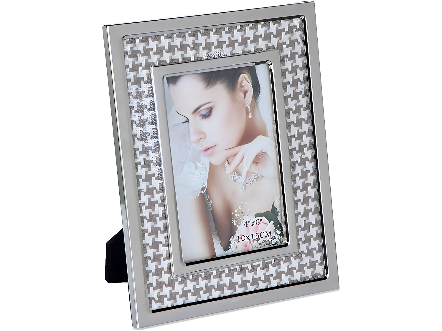 Portafoto 10*15 pata de gallo metal plateado sintra