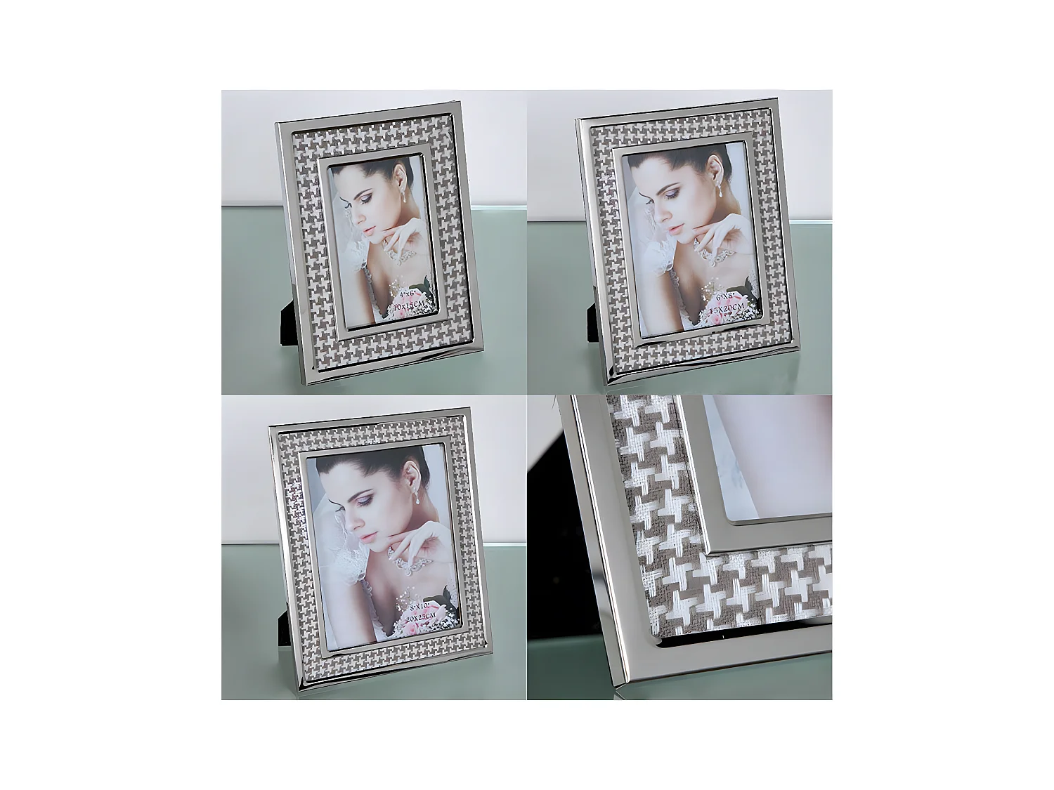 Portafoto 10*15 pata de gallo metal plateado sintra