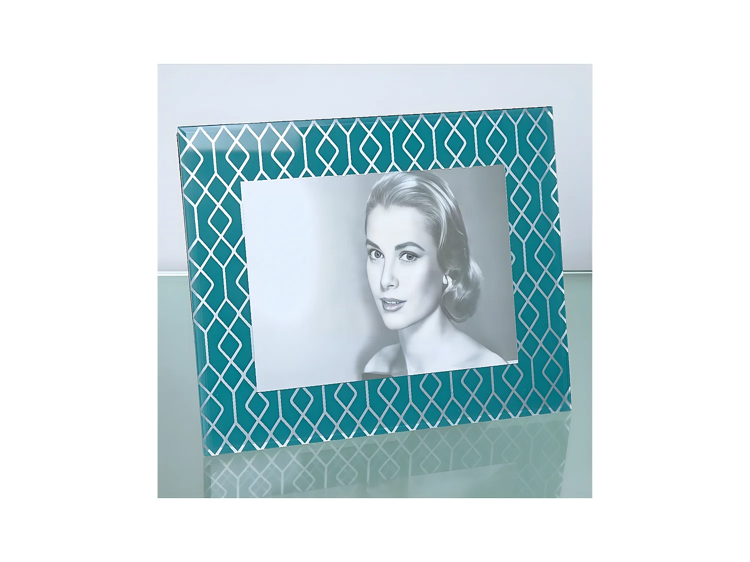 Portafoto 15*20 decoracion rombos plateado azul dalmacia