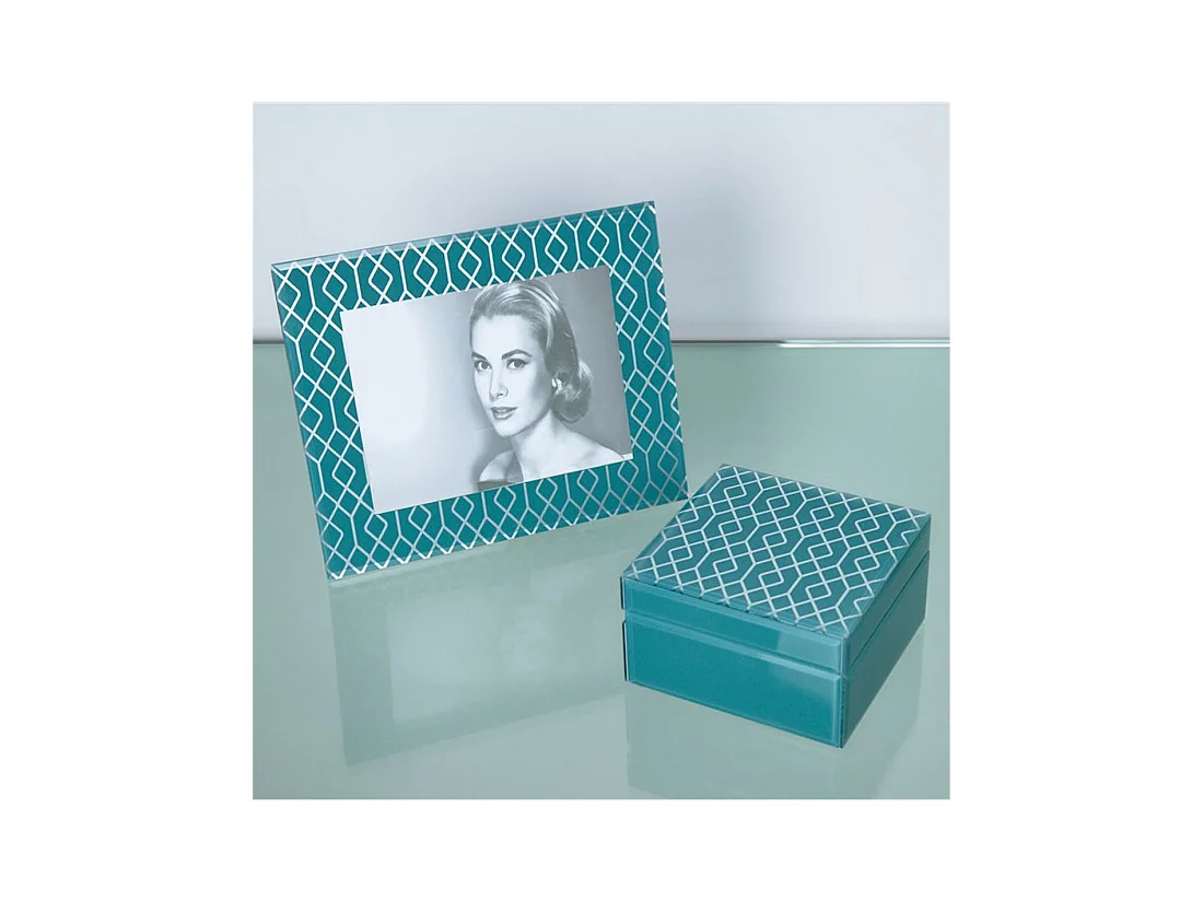 Portafoto 15*20 decoracion rombos plateado azul dalmacia