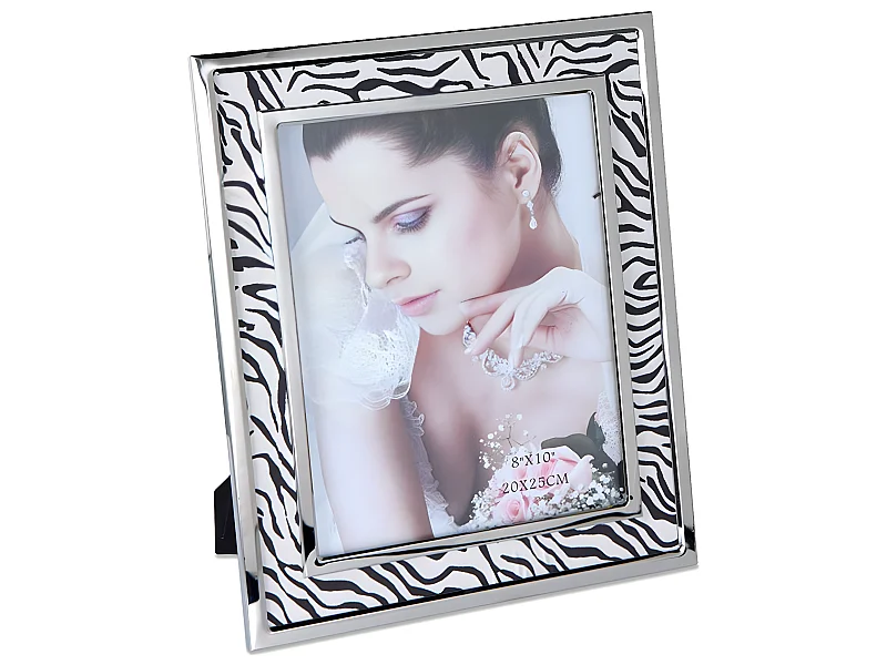 Portafoto 20*25 cebra blanco negro metal plateado sintra