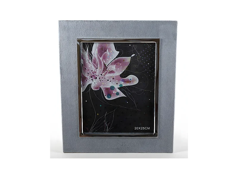 Portafoto 20*25 terciopelo gris marco metal plateado bradley