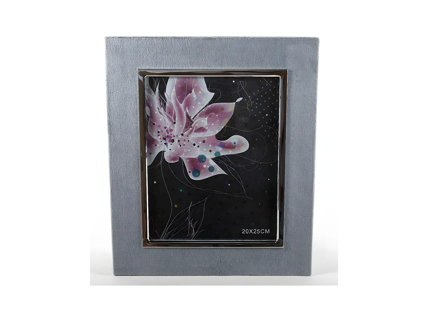 Portafoto 20*25 terciopelo gris marco metal plateado bradley