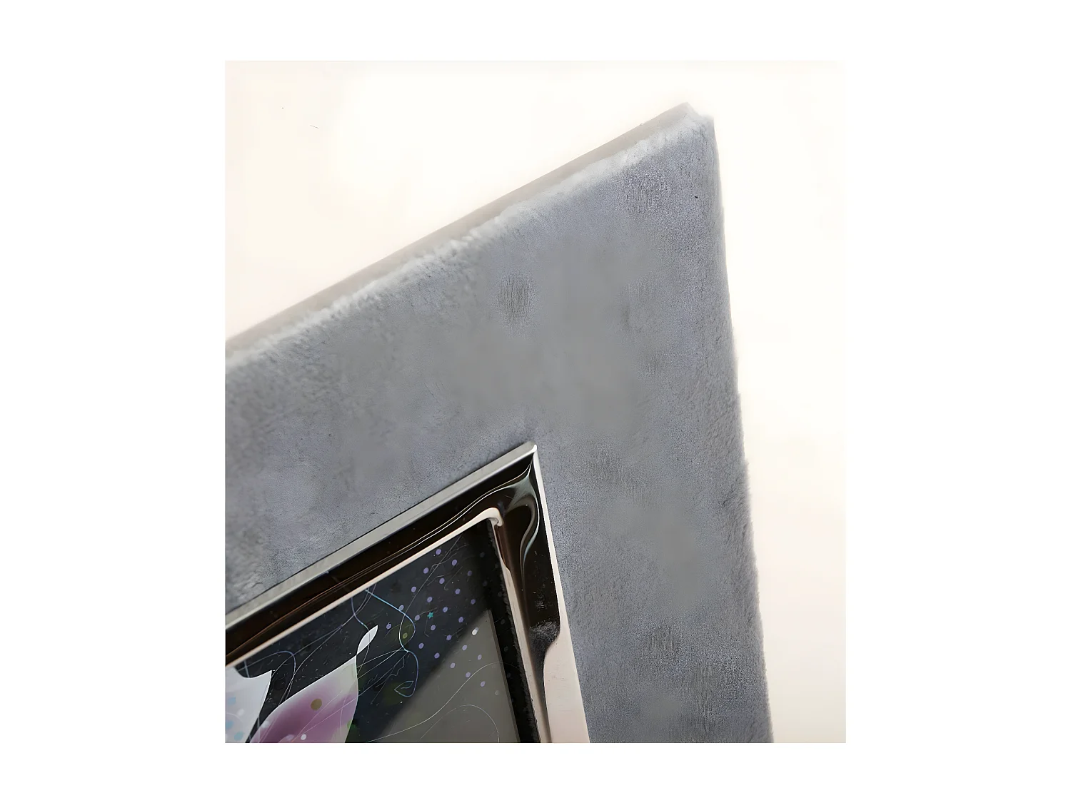 Portafoto 20*25 terciopelo gris marco metal plateado bradley