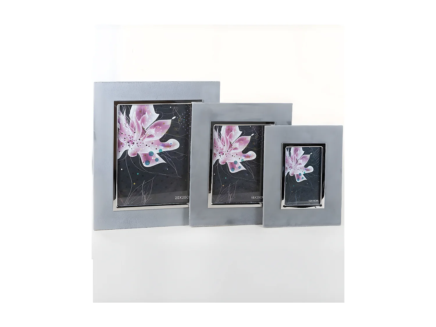 Portafoto 20*25 terciopelo gris marco metal plateado bradley