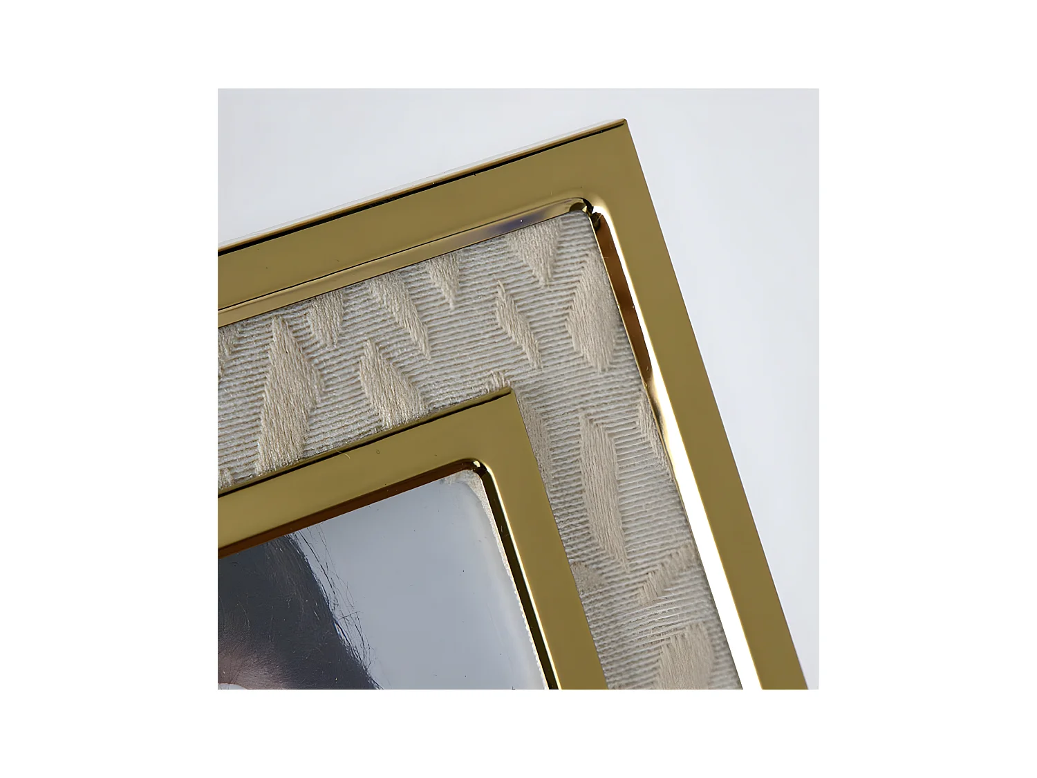 Portafoto 20*25 tela blanco metal dorado sintra