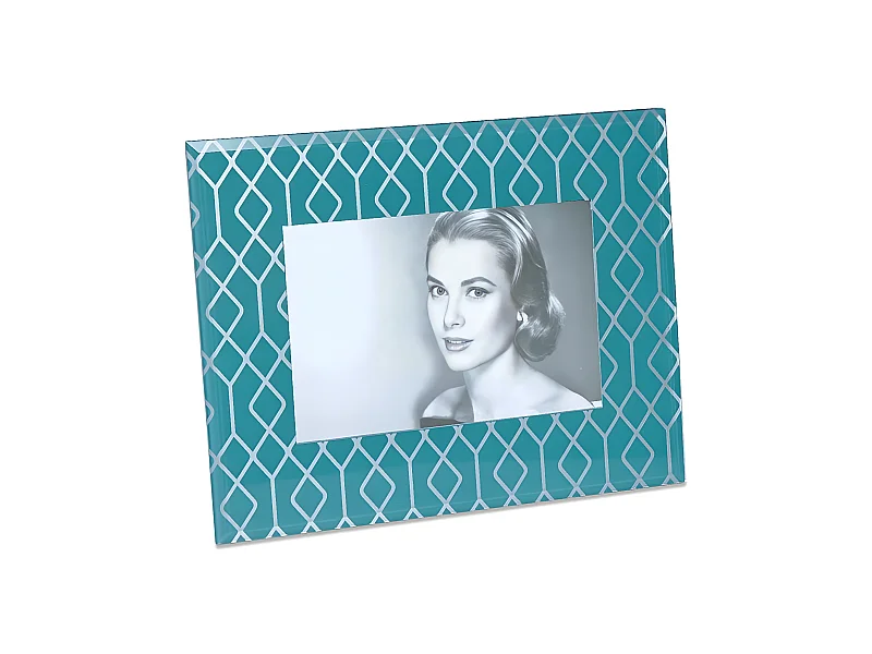 Portafoto 10*15 decoracion rombos plateado azul dalmacia