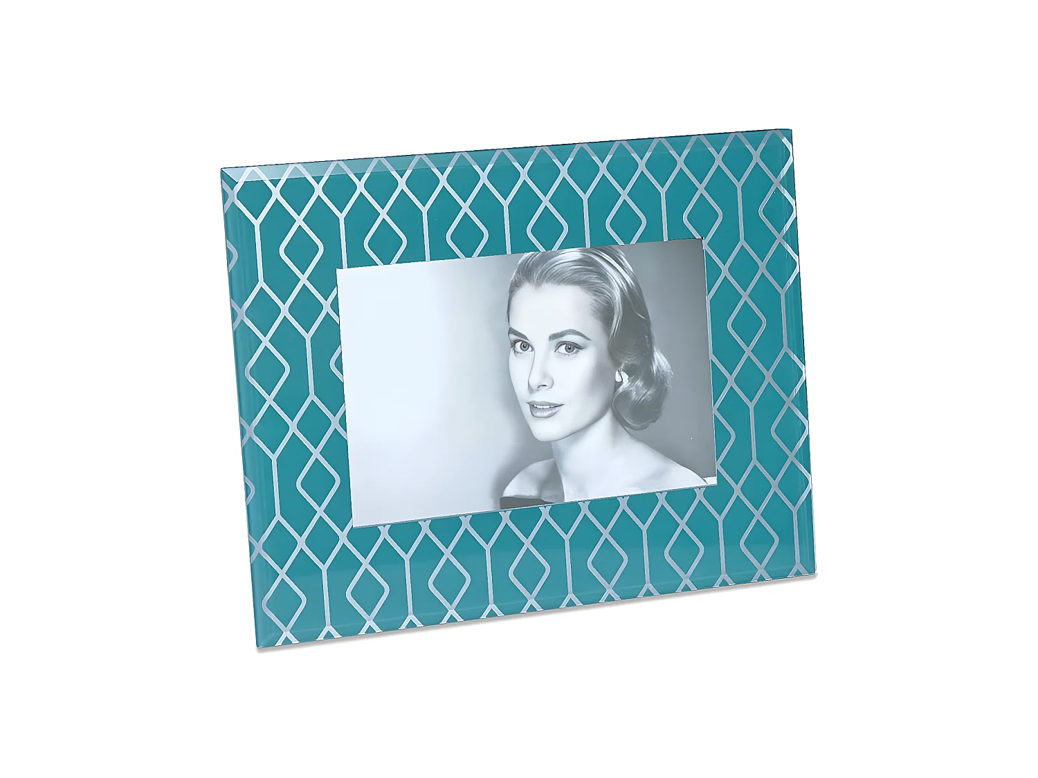 Portafoto 10*15 decoracion rombos plateado azul dalmacia