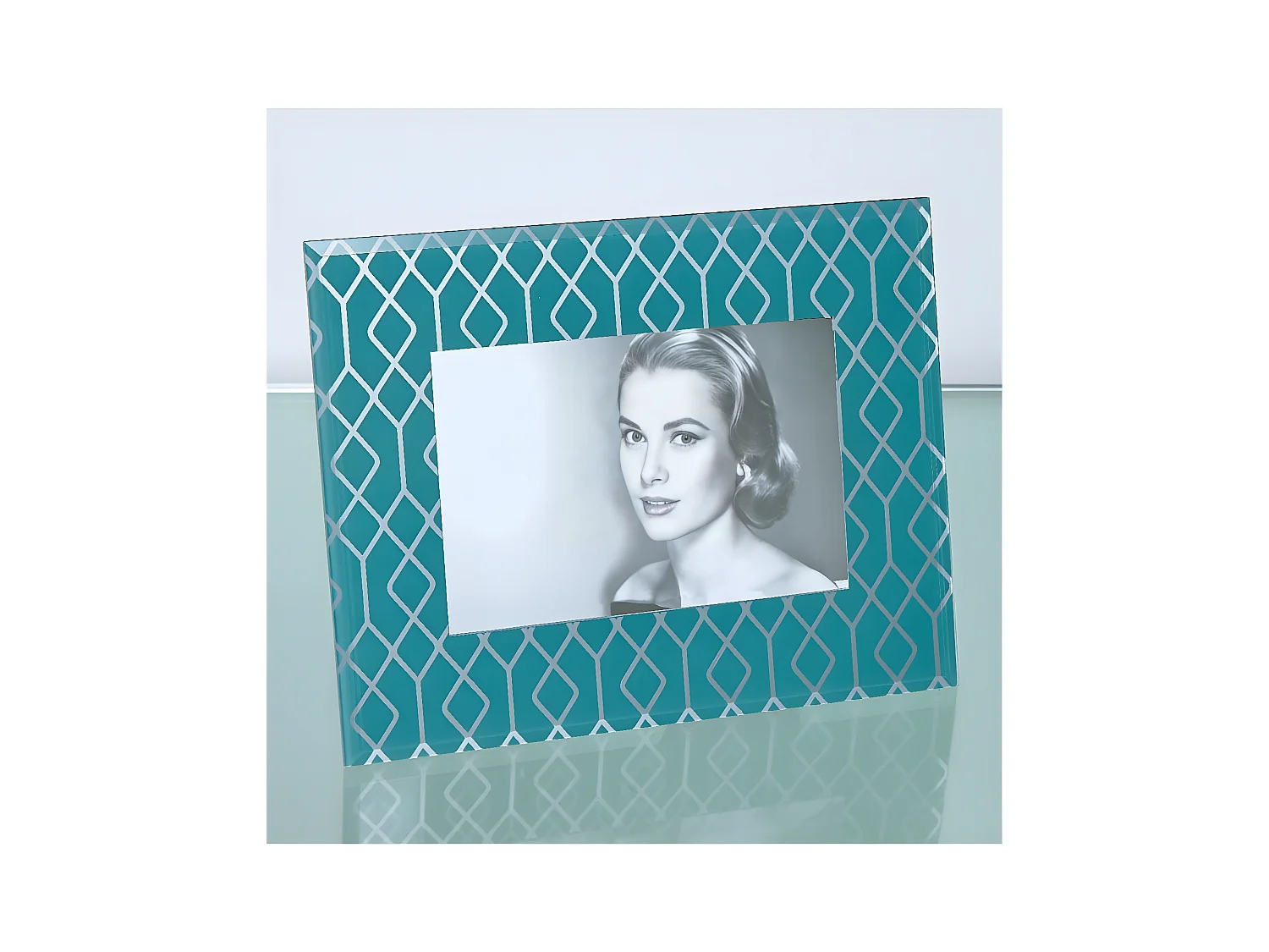 Portafoto 10*15 decoracion rombos plateado azul dalmacia