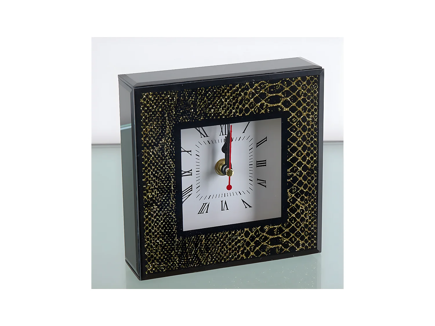 Reloj cristal 15*15 serpiente negro dorado marcia