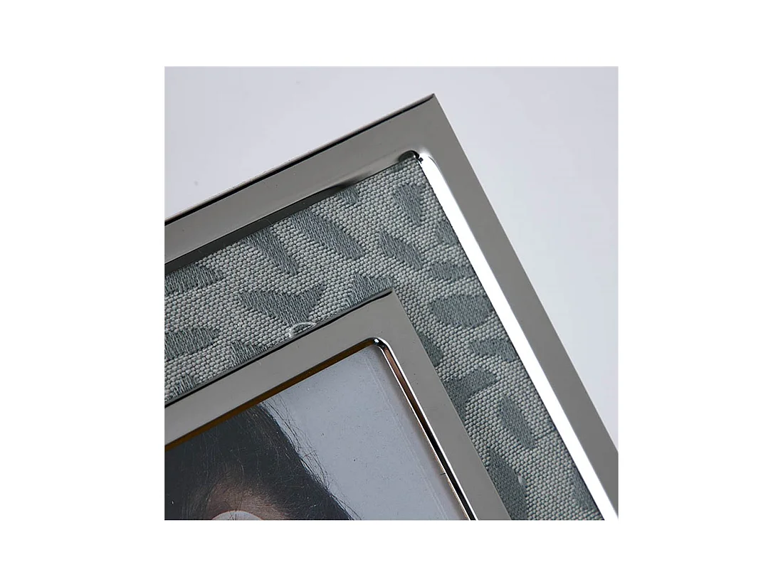Portafoto 10*15 tela gris metal plateado sintra