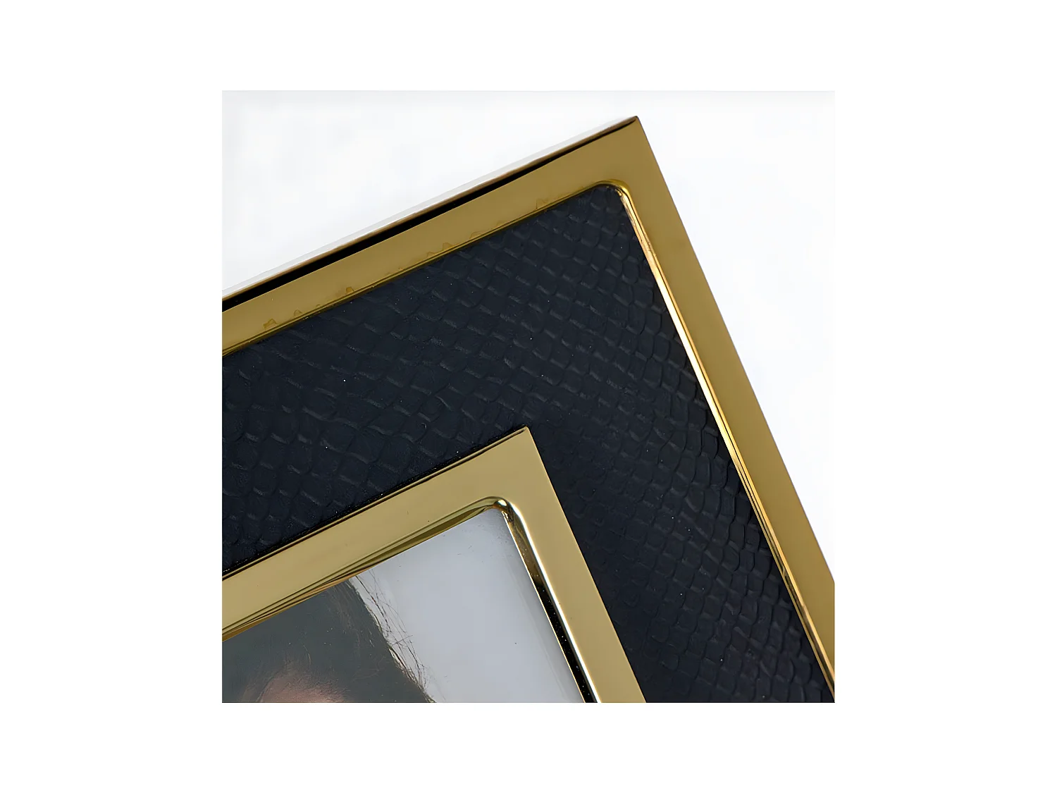 Portafoto 10*15 pu negro serpiente metal dorado sintra