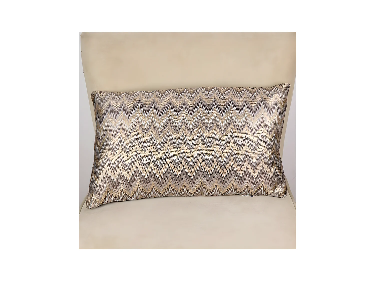Cojin 50*30 tonos marrones dorados zig zag 300gr mika