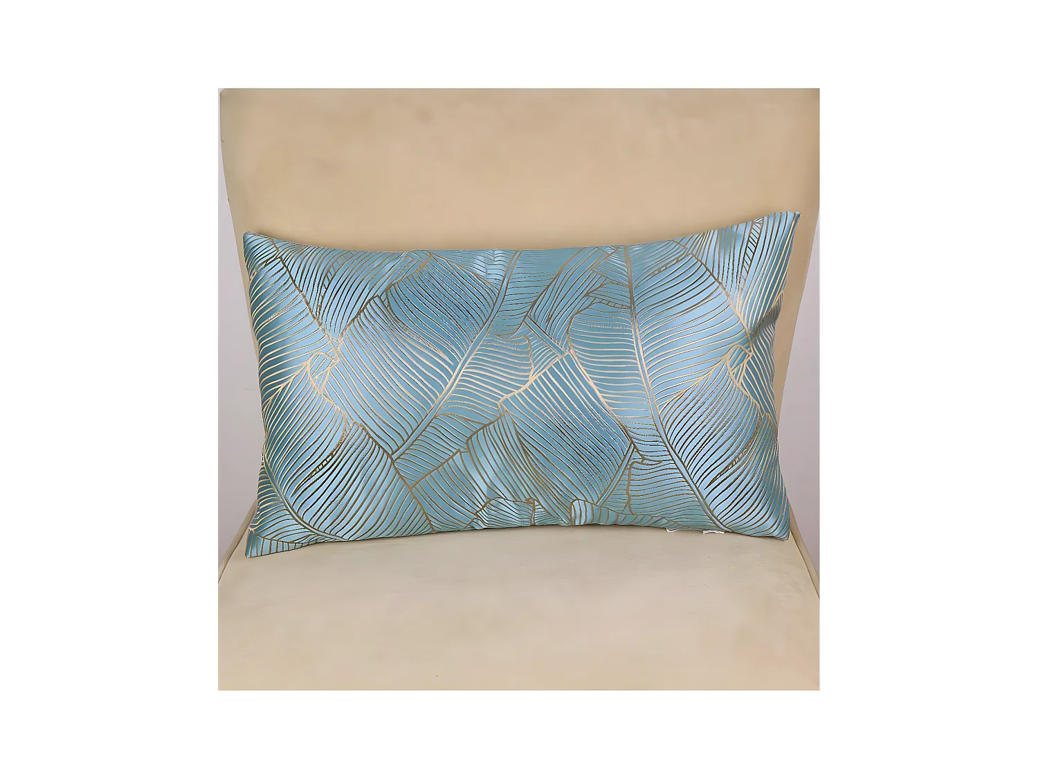 Cojin 50*30 azul claro hojas 300gr nelu