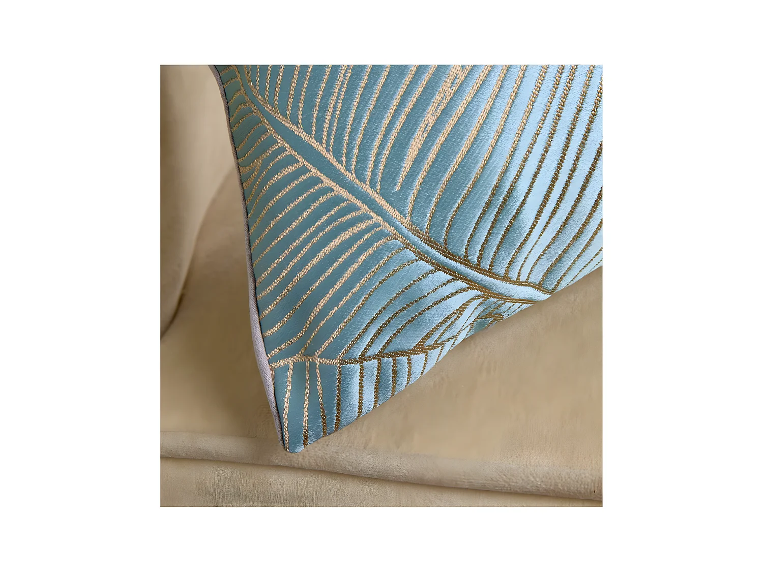 Cojin 50*30 azul claro hojas 300gr nelu