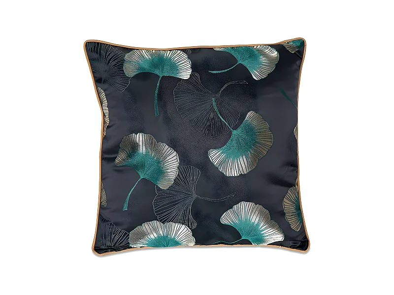 Cojin 45*45 flor de loto verde fondo negro con relleno 400 gr loto