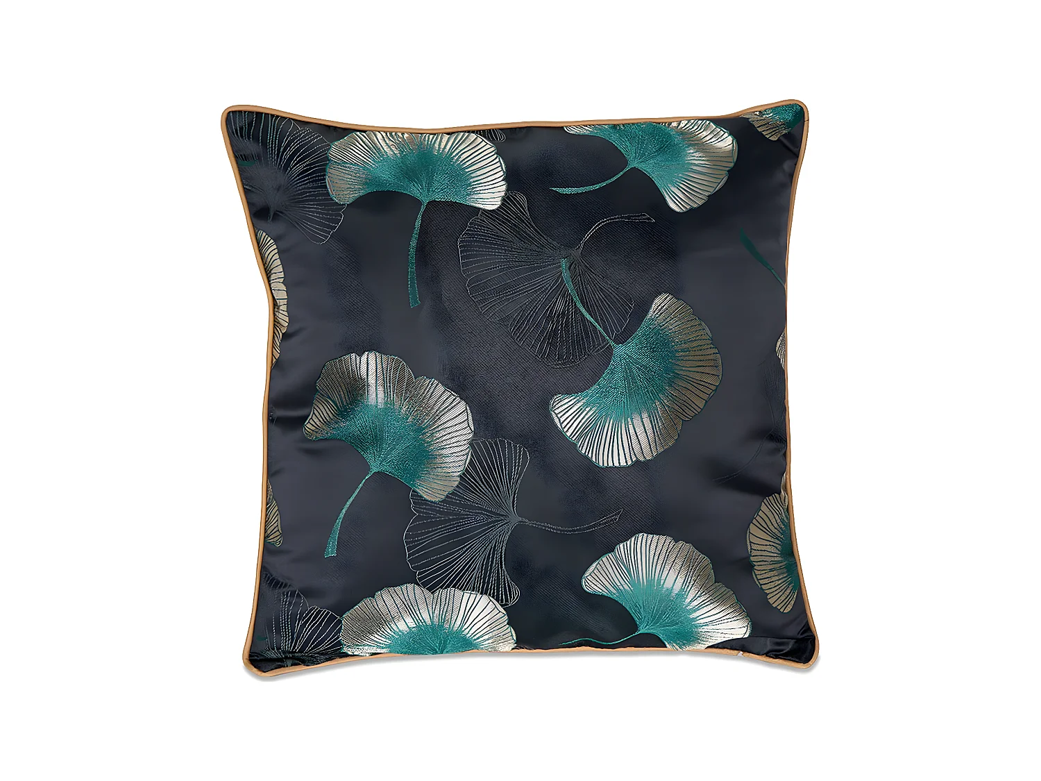 Cojin 45*45 flor de loto verde fondo negro con relleno 400 gr loto