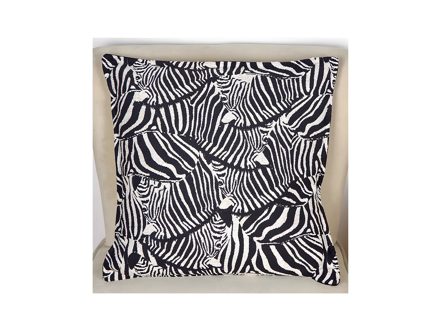 Cojin 45*45 cebra blanco negro jacquard chenilla con relleno 400 gr pam