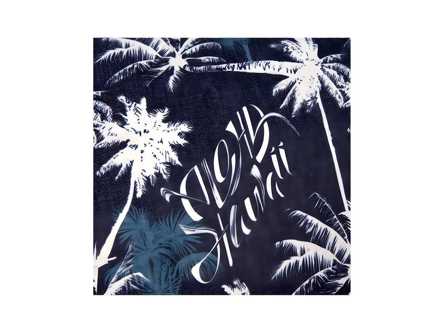 Cojín 45*45 fondo negro palmeras blancas tipo lino con relleno 400gr fred