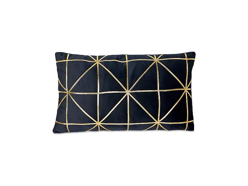 Cojin 50*30 triangulos negro terciopelo tiras doradas con relleno 380 gr fanny
