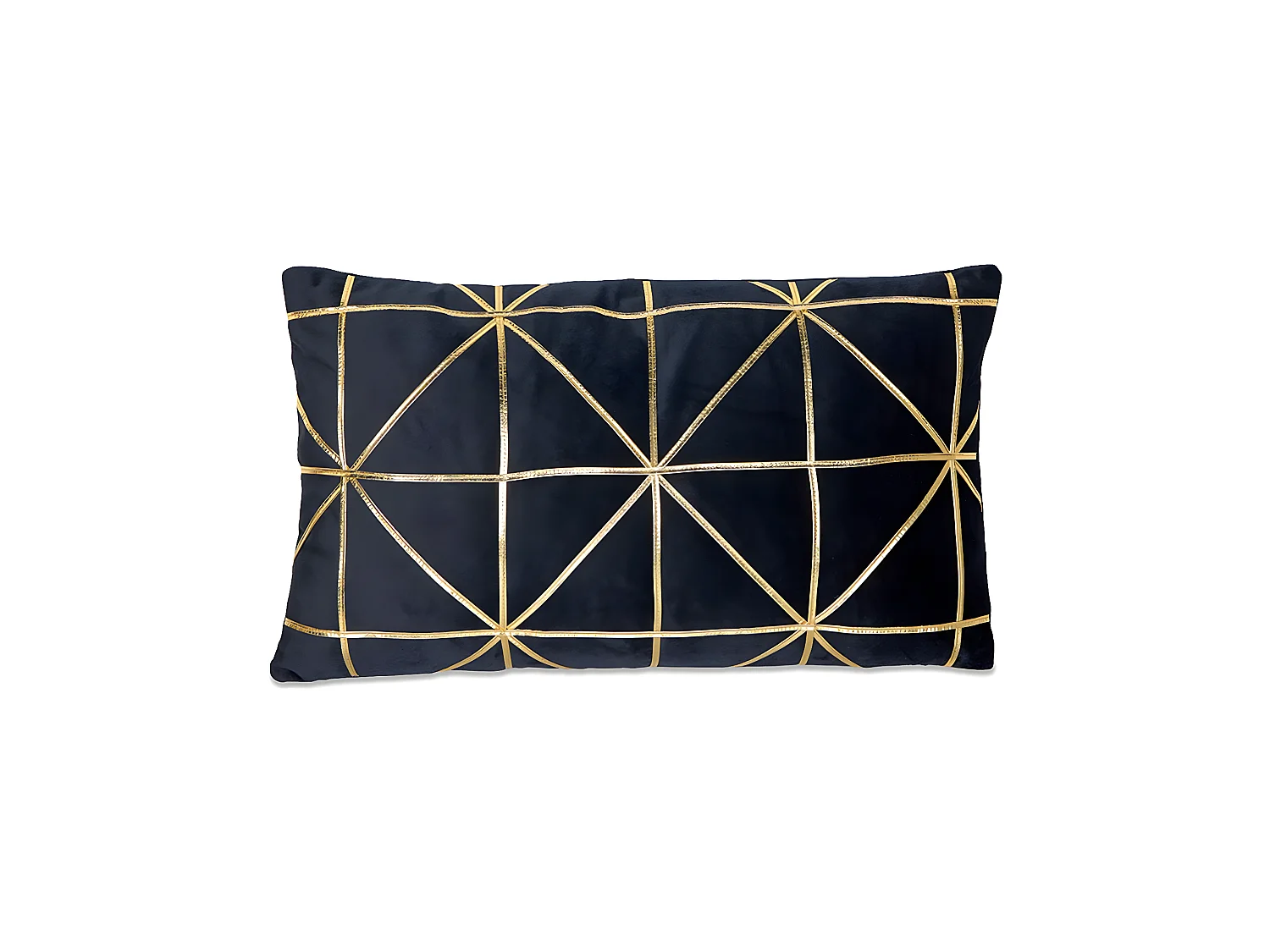 Cojin 50*30 triangulos negro terciopelo tiras doradas con relleno 380 gr fanny