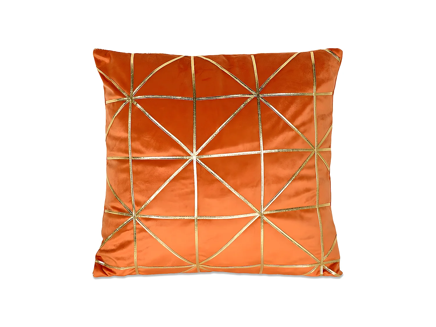 Cojin 45*45 triangulos caldero terciopleo tiras doradas con relleno 400 gr fanny