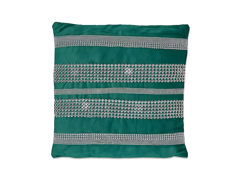 Cojin 45*45 verde greca bolitas con relleno 400 gr romance