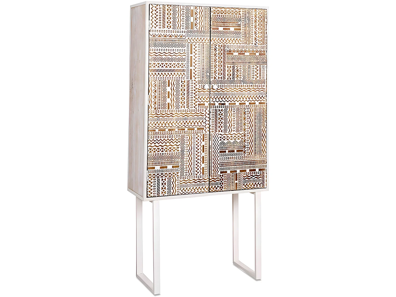 Mueble alto 85*175 madera y metal blanco tallado 2puertas y balda nterior kika