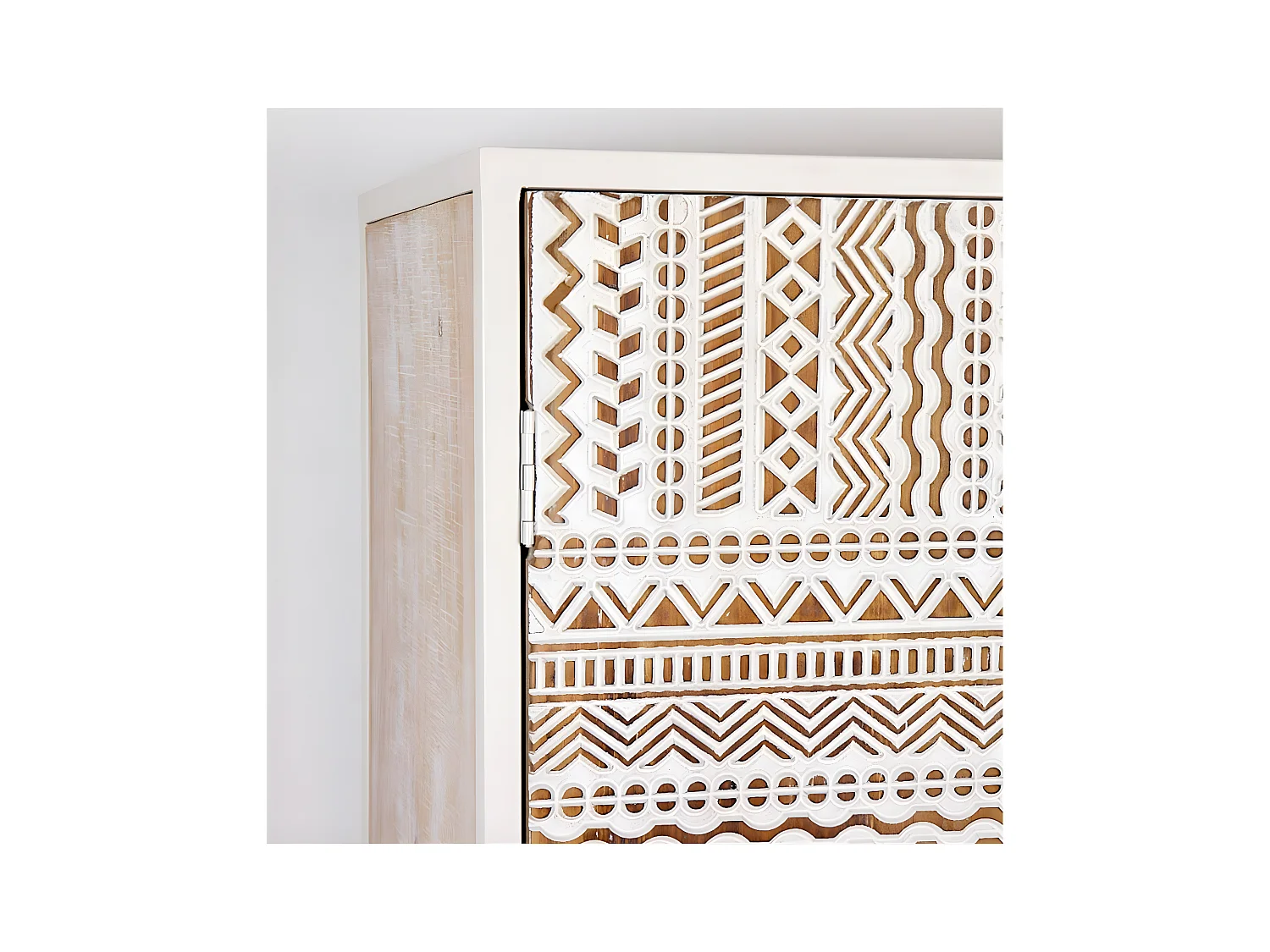 Mueble alto 85*175 madera y metal blanco tallado 2puertas y balda nterior kika