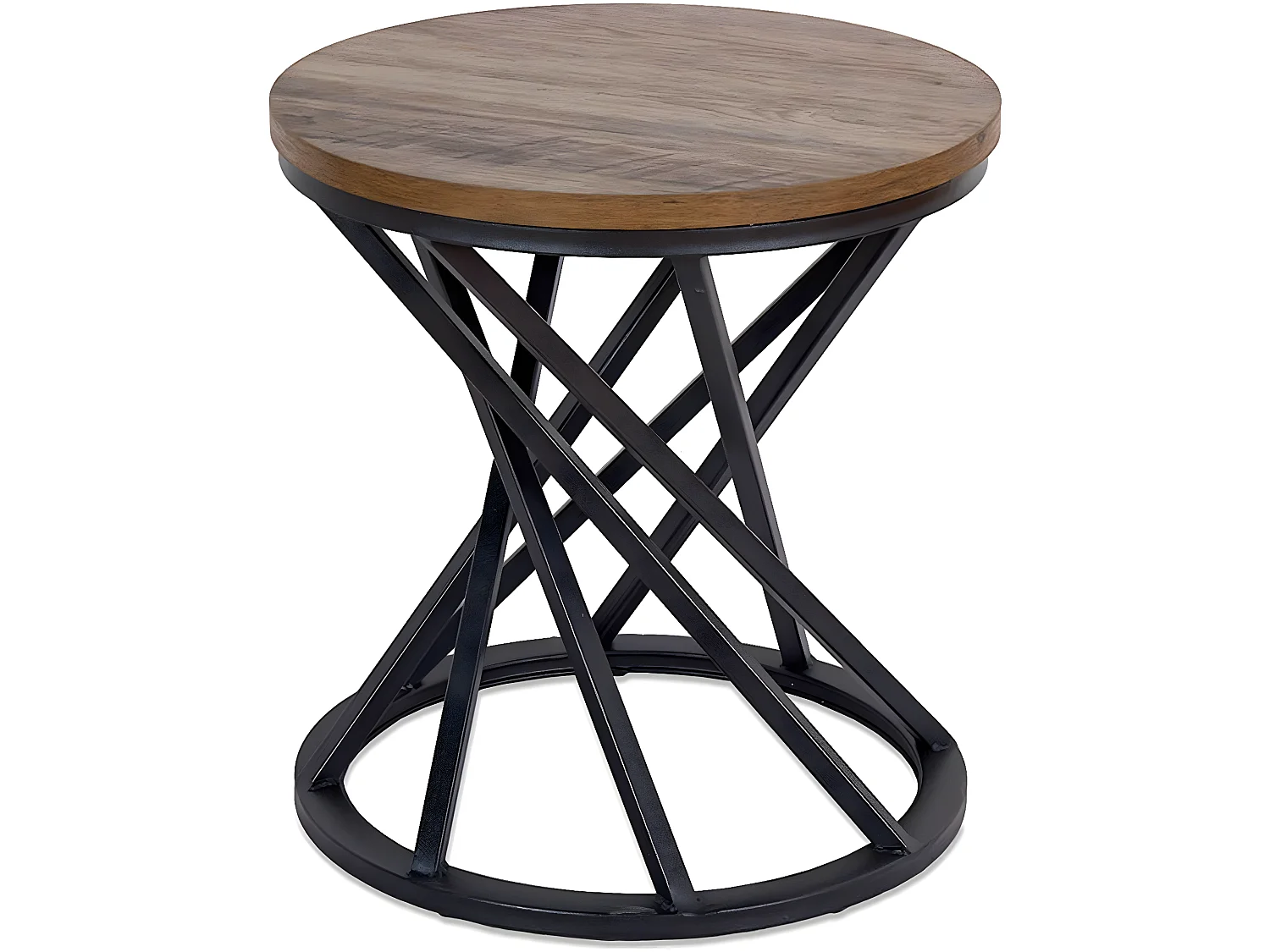 Mesa auxiliar 40*42 pie redondo retorcido negro top madera baco