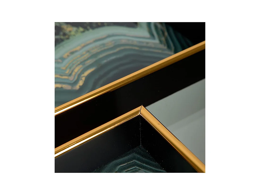 Juego de dos bandejas rectangulares con decorado mineral azul agata